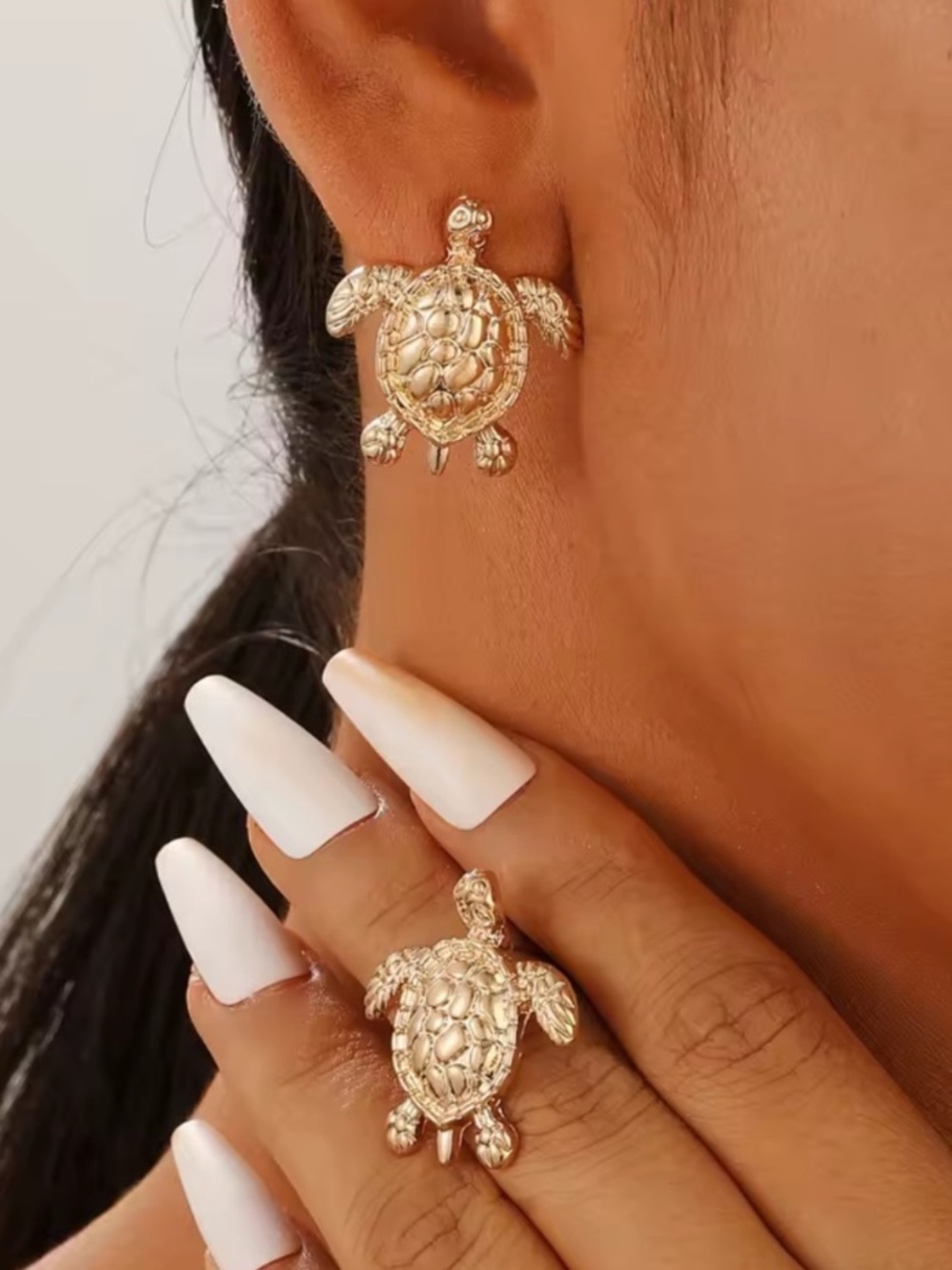 Gold Turtle Stud Earrings